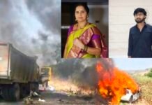 बीड-अहिल्यानगर महामार्गावर काळजाचा थरकाप: हायवाच्या धडकेनंतर कारने पेट घेतला; माय-लेकाचा होरपळून अंत