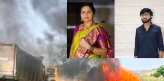 बीड-अहिल्यानगर महामार्गावर काळजाचा थरकाप: हायवाच्या धडकेनंतर कारने पेट घेतला; माय-लेकाचा होरपळून अंत