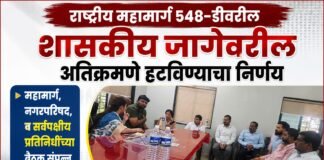 राष्ट्रीय महामार्ग ५४८-डीवरील शासकीय जागेवरील अतिक्रमणे हटविण्याचा निर्णय